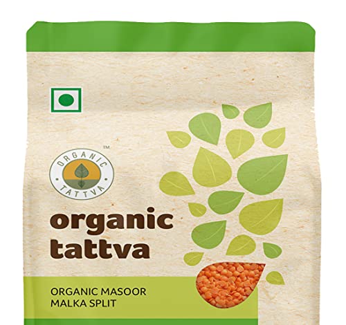 Image of Organic Tattva Masoor Dal 500gms, Malka Split - Red Lentils for Everyday Cooking Masoor Dal, Soups, and Indian Meals (Pack of 2)
