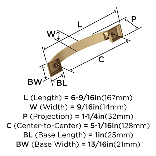 Image of Amerock | Cabinet Pull | Champagne Bronze | 5-1 /16 in (128 mm) Center-to-Center Drawer Pull | Candler | Kitchen and Bath Hardware | Furniture Hardware
