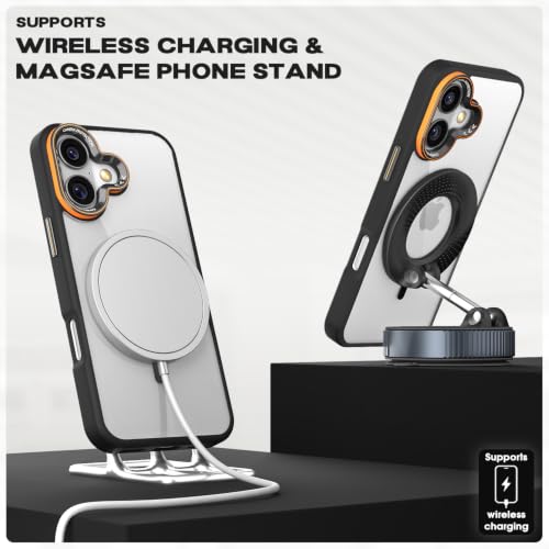 Image of Pikkme Back Cover for iPhone 16 Plus | Shockproof | Mag-Safe Compatible | Hard Transparent Back | Premium Raised Camera Protection | Bumper Case (Black Mag-Safe)