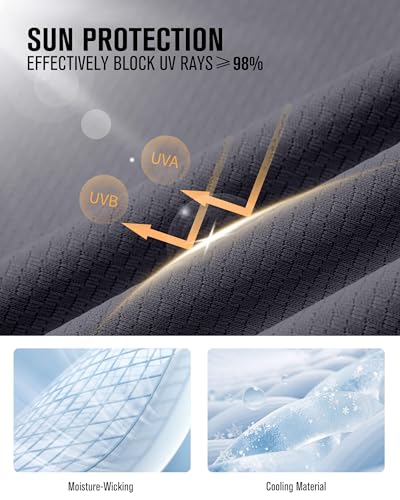 Roadbox Men's UPF 50+ Sun Protection Hoodie Jacket Lightweight Zip Fishing Hiking UV Shirts with Pockets and Thumbholes4