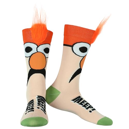 Centric Brands The Muppets Beaker Meep Meep Fuzzy Hair Adult Crew Socks