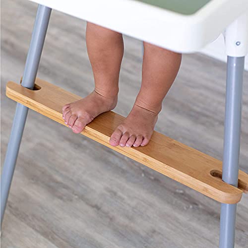 Rutschfeste Bambus-Hochstuhl-Fußstütze Verstellbar mit Gummiringen - Natürliche Holz-Zubehör Kompatibel mit IKEA Antilop