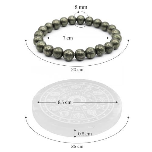 Image of Astrotalk Raw Pyrite Bracelet with Selenite Plate | Stone of Wealth, Abundance & Protection | Pyrite Stone for Wealth, Prosperity & Good Luck | Crystal Bracelet for Man & Woman | Gift for Man & Woman