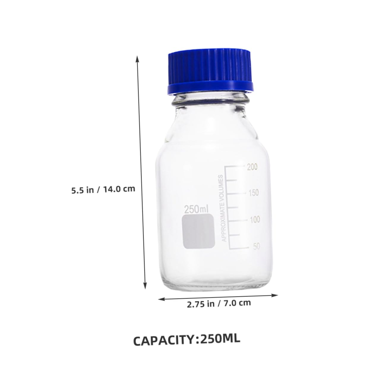 ERINGOGO Boccette in Vetro da Laboratorio 250ml, Bottiglia Graduata per Campionamento e Misurazioni Precise, 2 Pezzi per Industria e Laboratorio