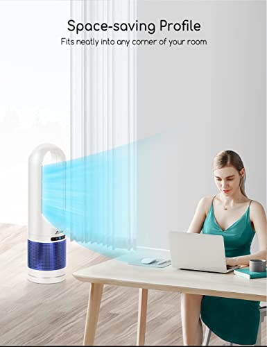 Zicooler Bladeless Tower Fan And Air Purifier, 80° Oscillating Fan For Bedroom, 32 Inch Standing Floor Fans With Hepa Filter 99.97%, Remote, Quiet Cooling Fan For Indoor Home Office Room #TOP7