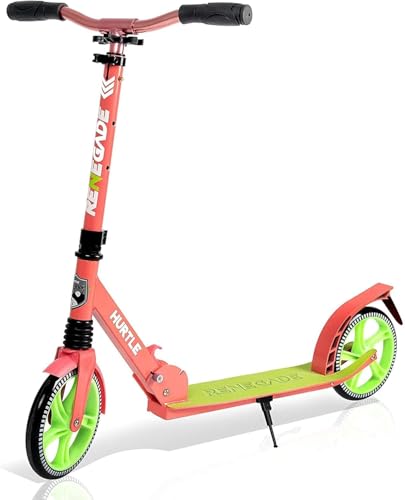 Hurtle Renegade Patinete para niños, Adolescentes y Adultos. Manillar Ajustable, Plataforma Antideslizante de aleación, Plegable, con Correa para Llevar.