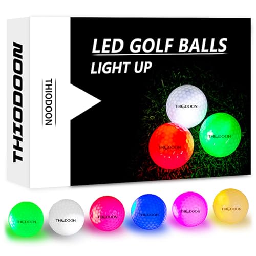THIODOON LED golfbälle bunt Light Up Golfbälle Nacht Golfball leuchtet im Dunkeln leuchtende golfbälle Perfekt für Nacht-Training und Golf-Langstreckenschüsse Bälle Pink Rot Blau Grün Gelb weiß