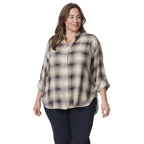 Image of Gloria Vanderbilt Women's Amanda Oversized Button Down Shirt with Roll-tab Sleeves