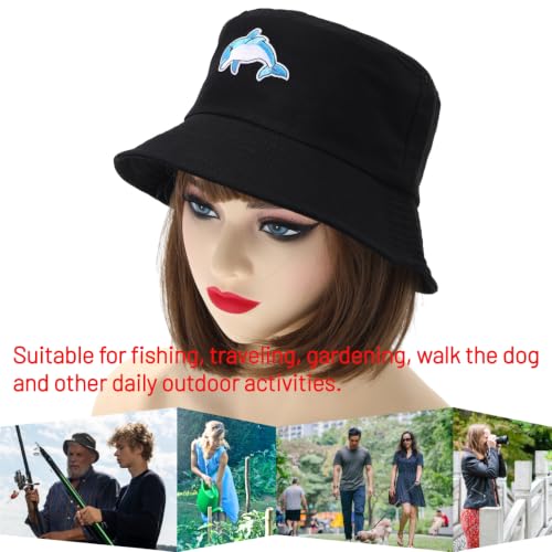 Image of Cotton Bucket Hat for Women Men Summer Travel Sun Beach Bucket Cap, Unisex Outdoor Fisherman Hat