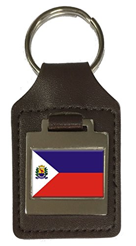 Porte-clés en cuir gravé Guarapari City Espirito Santo drapeau brésilien