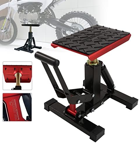 POLARBEAR Dirt Bike Stand Quick Jack Hydraulic Stand Motorcycle Low Profile Jack Portable Aluminum 1000Lbs Capacity for Pit Bike Cleaning and Repair(Red)