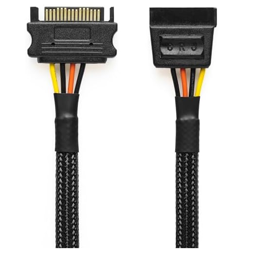 CRJ SATA Power Extension Cable with High Density Black Sleeving 24" Length (1-Pack)