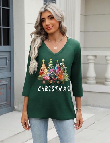 Image of Zeagoo 3 /4 Length Sleeve Womens Tops Casual V Neck Shirts Soft Basic Tees Business Work Blouses