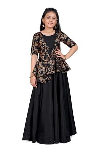 Image of Fashion Dream Girls Silk Blend Floral Printed Dress|Fancy Western Party Gown|Kids Ethnic Dress