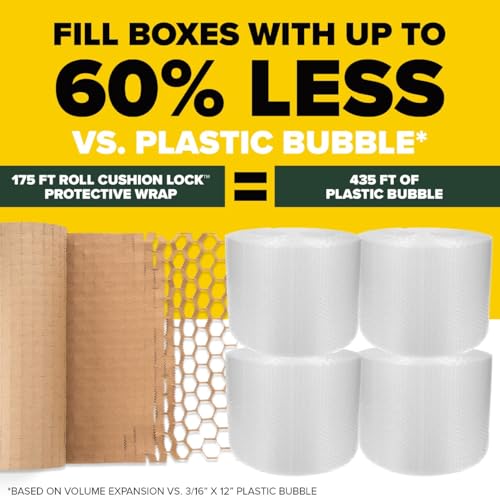 Image of Scotch Cushion Lock Protective Wrap, 12 in. x 175 ft., Paper Wrap Cushions and Conforms Around Items to Secure and Protect Christmas Presents, Packaging Solution for Shipping Holiday Gifts, 1 Wrap