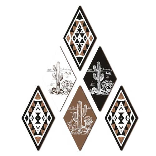 CHDITB Aztec Cactus Wall Decor, Farmhouse Bathroom Wooden Sign,Western Bathroom