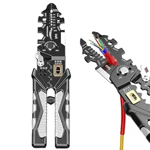 Wire Stripper and Cutter Pliers Tools For Electricians 25-in-1 Multifunctional Wire and Cable Stripping, Cutting, Winding, Crimping Precision Stainless Stee Hand Tool (new 1 Black)