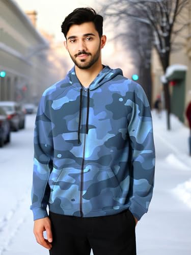 Image of Mens Zipper Hoodie Jacket Cotton Hooded Sweatshirt for Men Stylish Travel Wear Winter Outfit, Full Sleeve Fashion Dress for Man Casual Look
