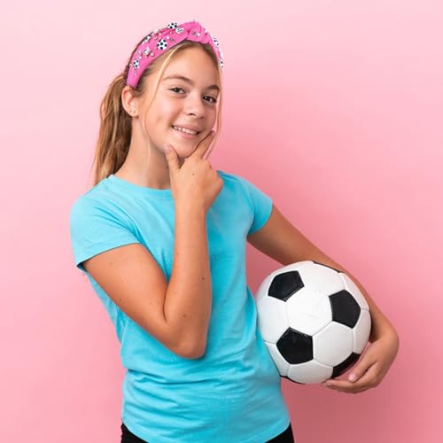 YARIEW Hot Pink Soccer Headband for Women - Wide Knotted Jeweled Top Knot Headband - Game Day Sports Fan Accessory - Thumbnail 4