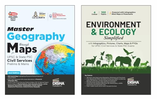 Disha Combo (2 Books) Master Geography through Maps with Environm...
