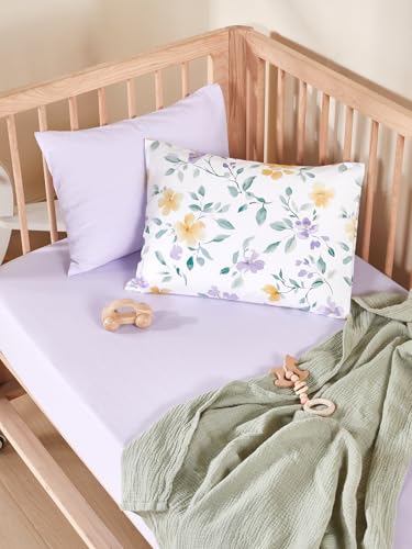 Image of TILLYOU Toddler Pillowcases 13 x 18 Travel Pillow Case 2 Pack, Kids Pillowcases Machine Washable with Envelope Closure, Flower Whispers
