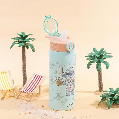 Image of Zak Designs Disney Stitch Sage 19oz Leak-Proof Straw Kids Water Bottle