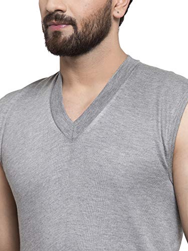 Image of UZARUS Men's Sleeveless Solid V Neck Thermal TOP