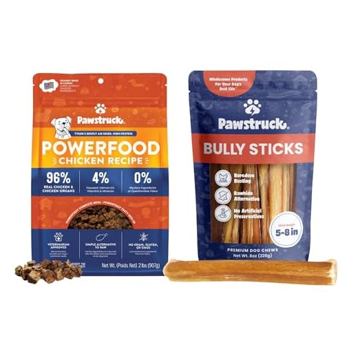 Pawstruck 5-8" 8oz Bully Sticks & Air Dried Dog Food Chicken Recipe Bundle