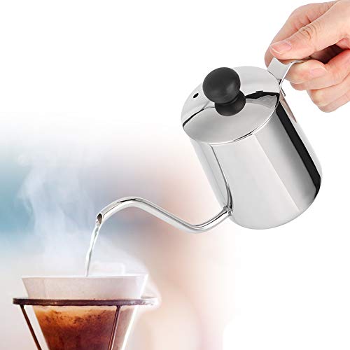 Mini chaleira de café de 250 ml, cafeteira de aço inoxidável, bico de ganso com alça para casa, loja