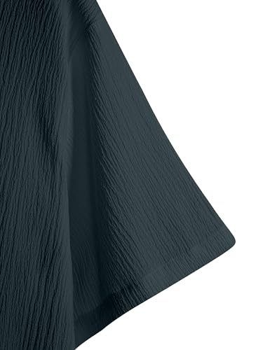 Image of Men Shirt | Black Solid Textured Casual | Regular Fit | Short Sleeve | Mandarin /Chinese Collar | Cotton Fabric | Stylish Office Summer Wear Shirt for Men