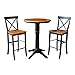 International Concepts 30" Round Pedestal Table with 2 X-Back Bar Height Stools, Black/Cherry