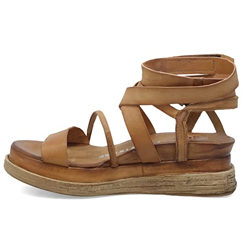 A.s. 98 Labo - Leather Strappy Sandals For Women - Platform Gladiator Strap Shoes - Handcrafted Leather Shoes (Camel - 37Eu) #TOP3