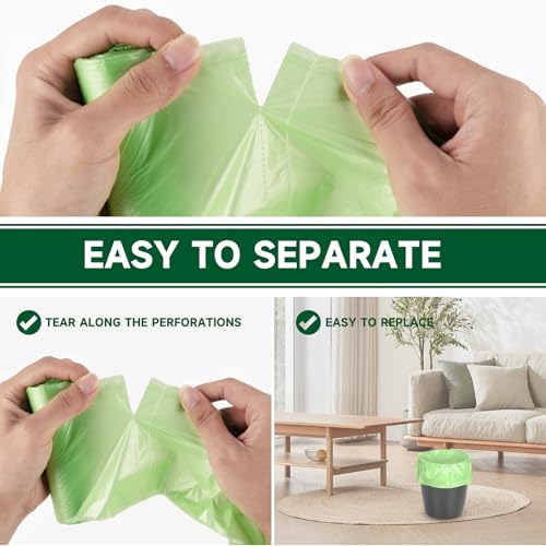Biodegradable Small Trash Bags 4 Gallon, 105 Count Unscented Bathroom Trash Bags, Easy Tearing Small Garbage Bags For Bathroom Bedroom Office, Green_desvips.com