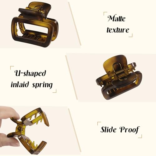 Matte Medium Hair Clips for Women 4Pcs 2.2 Inch Unbreakable Square Rectangle Hair Claw Clips for Thin Hair & Fine Hair High end U-shaped Spring Non-slip Short Hair Accessorie — view 3