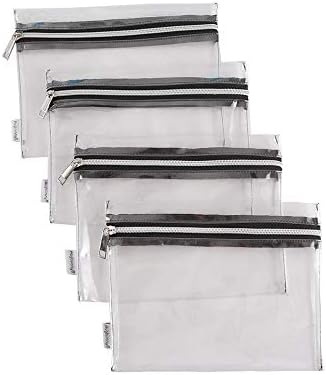 Augbunny Clear Vinyl Zipper Multi-Purpose Waterproof School Office Home Supply Organizers Pouch Tool Bag 4-Pack