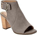 Vionic Women’s Perk Blakely Open Toe Slingback Heel – Ladies Peep Toe Booties with Concealed Orthotic Support - Grey Leather 9.5M