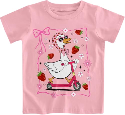 RAISEVERN 3T Little Girls Clothes Cute Girl Shirts 4T Duck Graphic Tee