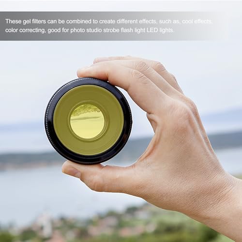 Image of 10pcs Sunset Lamp Film Color Correction Sheets Translucent Tint Film for Photography Lighting, Yellow 66mm Light Colour Filter for Photo and Video Equipment