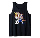 Diseño de fútbol de bandera uruguaya para cualquier aficionado al fútbol del equipo de fútbol de Uruguay. El diseño lindo tiene un unicornio con la bandera de la camiseta deportiva de Uruguay haciendo un baile de hip hop y un balón de fútbol.