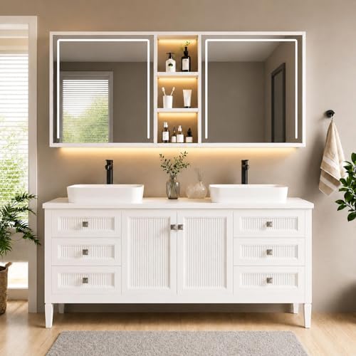 BayBig 84 in Double Bathroom Vanity with Two Sinks -