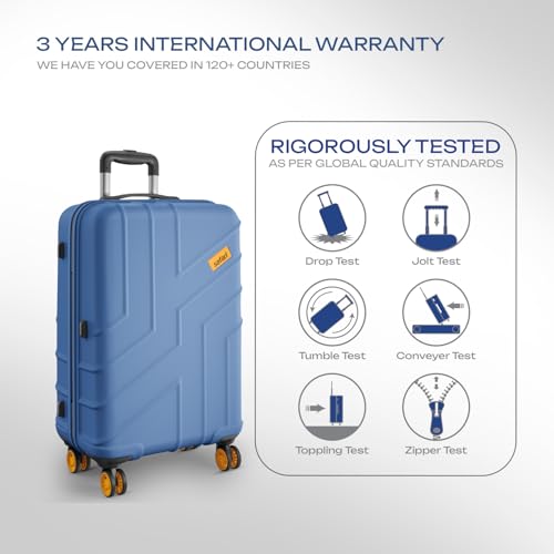 Image of Safari Large Stratos 8 Wheels Spinner 75cm Size Check-in Trolley Bag, Hard Case Polycarbonate, 360º Wheeling Luggage for Men & Women, Travel Bag, Suitcase Travel, Trolley Bags for Travel, Steel Blue