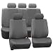 FH Group PU007115 Deluxe Leatherette Full Set Solid Gray Car Seat Covers, Airbag Ready and Split with FH1002 Non-slip Dash Grip Pad- Fit Most Car, Truck, Suv, or Van