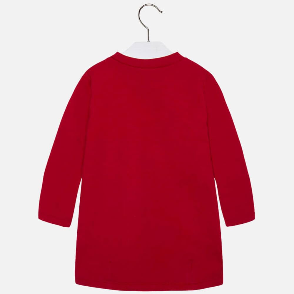 Mayoral Vestito Bambina 3-9 Anni – Abito Elegante Rosso con Balze in Tulle, Maniche Corte, Abito Principessa da Cerimonia, Vestito Natalizio e Carnevale