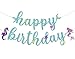 Pre-Strung Glitter Mermaid Birthday Banner, NO DIY, Little Mermaid Birthday Decorations, Mermaid Banner, Little Mermaid Party Decoration for Girls,Boys,Kids Baby Shower etc.