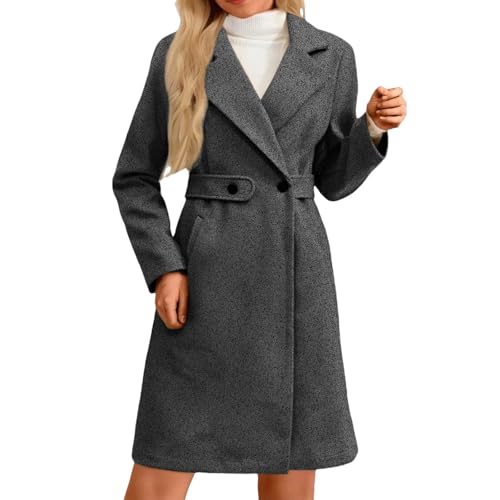 Manteau long avec revers cranté élégant et fermeture croisée