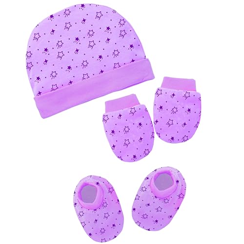Image of Kidbee Baby Boy's & Baby Girls Cotton Socks Hand Gloves & Cap Set (0-6 Months)