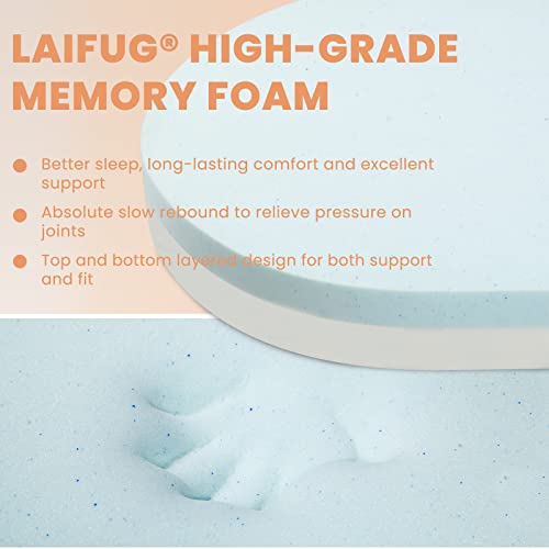 Laifug Memory Foam Oval Dog Bed (31x21x7Inches, Grey), Orthopedic Dog Bed for Dogs with Durable Waterproof Liner & Removable Washable Cover & Nonskid Bottom - Thumbnail 4
