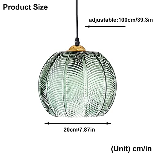 Suspension en verre feuille verte au design géométrique simple moderne - 4
