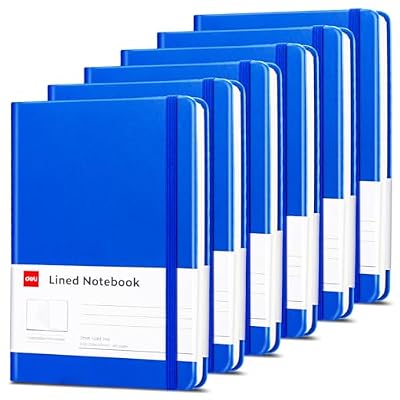 deli 6 Pack Blue Lined Journal Notebook for Work, Moleskine Notebooks, A5 (5.5x8.3), 160 Pages Hardcover Journaling Notebooks, Blue College Ruled Notebooks for Notes-taking/Work/Travel