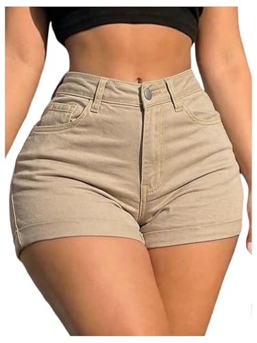 BEAUDRM Women's Stretchy Jean Shorts Sexy High Waisted Skinny Denim Shorts